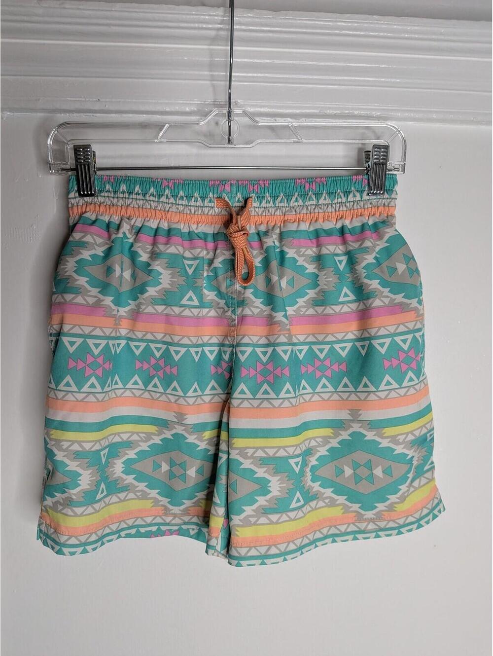 Chubbies Swim Shorts Mens Small Multicolor Aztec Geometric Lined Trunks Pockets